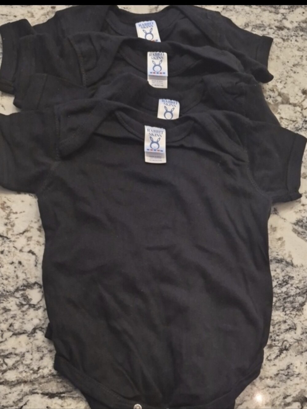 Lot Of 4 New Rabbit Skins Black Short-Sleeve Baby One-Piece Bodysuits -